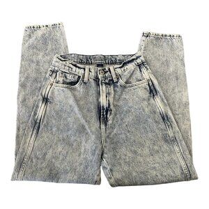 Arizona Women's Acid Wash Jeans Denim High Rise Mom Pants Juniors Size 5